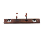 Wood coat rack, 'Floral Dreams' - Wood Iron Coat Rack with Floral Jali-Style Openwork Motifs