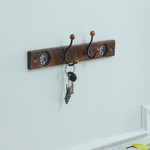 Wood coat rack, 'Floral Dreams' - Wood Iron Coat Rack with Floral Jali-Style Openwork Motifs