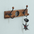 Wood coat rack, 'Floral Majesty' - Floral Jali-Style Openwork Beech Wood and Iron Coat Rack