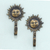 Brass wall hooks, 'Solar Majesty' (pair) - Sun-Themed Antique-Finished Brass Wall Hooks from India