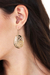 Brass dangle earrings, 'Petals & Glamour' - Floral Ellipse-Shaped Brass Dangle Earrings in a High Polish