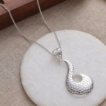 Silver-plated brass pendant necklace, 'Beaming Waves' - High-Polished Silver-Plated Brass Pangolin Pendant Necklace