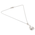 Silver-plated brass pendant necklace, 'Beaming Waves' - High-Polished Silver-Plated Brass Pangolin Pendant Necklace