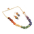 Multi-gemstone jewelry set, 'Chakra Vestiges' - Gold-Toned Multi-Gemstone Necklace and Earrings Jewelry Set