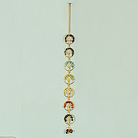 Multi-gemstone wall hanging, 'Yggdrasil's Embrace' - Yggdrasil Tree-Themed Golden Multi-Gemstone Wall Hanging