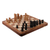 Wood chess set, 'Challenge of Kings' - Hand-Painted Brown and Black Wood Chess Set from India