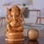 Wood sculpture, 'Auspicious Beginnings' - Hand-Carved Traditional Kadam Wood Ganesha Sculpture