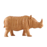 Wood sculpture, 'Rhino Enigma' - Hand-Carved Kadam Wood Rhino Sculpture from India