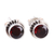 Garnet stud earrings, 'Red Glare' - Garnet and Sterling Silver Stud Earrings with Dot Accents