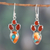 Carnelian dangle earrings, 'Song of Fire' - Carnelian and Composite Turquoise Dangle Earrings from India