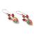 Carnelian dangle earrings, 'Song of Fire' - Carnelian and Composite Turquoise Dangle Earrings from India