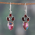 Garnet dangle earrings, 'Song of Romance' - Garnet and Composite Turquoise Dangle Earrings from India