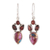 Garnet dangle earrings, 'Song of Romance' - Garnet and Composite Turquoise Dangle Earrings from India