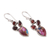 Garnet dangle earrings, 'Song of Romance' - Garnet and Composite Turquoise Dangle Earrings from India