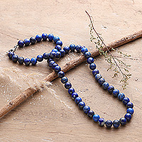 Lapis lazuli beaded necklace, Majestic Cascade