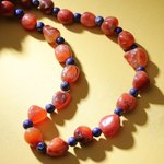 Carnelian and lapis lazuli beaded necklace, 'Celestial Dance' - Carnelian and Lapis Lazuli Beaded Necklace from India