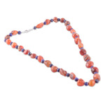 Carnelian and lapis lazuli beaded necklace, 'Celestial Dance' - Carnelian and Lapis Lazuli Beaded Necklace from India