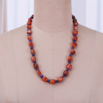 Carnelian and lapis lazuli beaded necklace, 'Celestial Dance' - Carnelian and Lapis Lazuli Beaded Necklace from India