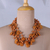 Collar de hilo de pedrería de algodón - Collar De Hilo De Cuentas De Algodón Naranja Bohemio Hecho A Mano