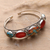 Reconstituted turquoise and carnelian cuff bracelet, 'Lively Allure' - Reconstituted Turquoise Carnelian Silver Cuff Bracelet