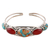 Reconstituted turquoise and carnelian cuff bracelet, 'Lively Allure' - Reconstituted Turquoise Carnelian Silver Cuff Bracelet