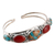 Reconstituted turquoise and carnelian cuff bracelet, 'Lively Allure' - Reconstituted Turquoise Carnelian Silver Cuff Bracelet