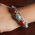 Reconstituted turquoise and carnelian cuff bracelet, 'Lively Allure' - Reconstituted Turquoise Carnelian Silver Cuff Bracelet