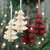 Paper ornaments, 'Classic Christmas' (set of 4) - Set of 4 Tree-Shaped Paper Christmas Ornaments with Glitter