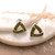 Sterling silver button earrings, 'Olive Enigma' - Abstract-Themed Green Sterling Silver Button Earrings