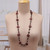 Collar largo con cuentas de madera - Collar largo con cuentas de madera marrón tallada a mano de la India
