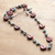 Wood beaded long necklace, 'Graceful Fusion' - Hand-Carved Wood Beaded Long Necklace in Brown and Aqua Hues