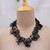 Cotton beaded strand necklace, 'Dark Bohemian' - Handcrafted Bohemian Black Cotton Beaded Strand Necklace
