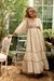 Embroidered cotton tiered dress, 'Bohemian Majesty' - Floral Embroidered Antique Ivory Cotton Maxi A-Line Dress