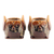 Ceramic flower pots, 'Mystic Owls' (pair) - Pair of Owl-Shaped Ceramic Flower Pots in Brown Hues