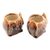 Ceramic flower pots, 'Mystic Owls' (pair) - Pair of Owl-Shaped Ceramic Flower Pots in Brown Hues