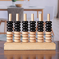 Wood stacking puzzle, 'Vertical Victory' - Hand-Carved Minimalist Steam Beech Wood Stacking Puzzle