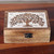 Wood decorative box, 'Portrait of Prosperity' - Burnt Finished Tree of Life Mango Wood Decorative Box (image 2) thumbail