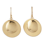 Brass dangle earrings, 'Radiant Ellipse' - Artisan-Made High-Polished Brass Ellipse Dangle Earrings