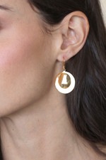 Brass dangle earrings, 'Radiant Ellipse' - Artisan-Made High-Polished Brass Ellipse Dangle Earrings