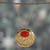 Onyx pendant necklace, 'Glowing Flame' - High-Polished Brass and Red Onyx Pendant Necklace