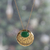 Onyx pendant necklace, 'Glowing Era' - High-Polished Brass and Green Onyx Pendant Necklace