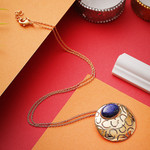 Lapis lazuli pendant necklace, 'Glowing Seer' - High-Polished Brass and Lapis Lazuli Pendant Necklace