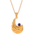 Lapis lazuli pendant necklace, 'Wise Charmer' - Semi-Abstract Lapis Lazuli Brass Pendant Necklace