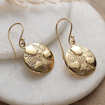 Brass dangle earrings, 'Symphony of Balance' - Brass Dangle Earrings with Engraved Patterns from India