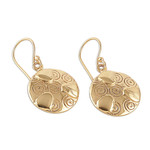 Brass dangle earrings, 'Symphony of Balance' - Brass Dangle Earrings with Engraved Patterns from India