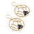 Onyx dangle earrings, 'Lotus Night' - Lotus-Themed Brass and Black Onyx Dangle Earrings from India