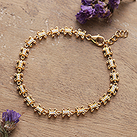 Gold-plated link bracelet, 'Divine Treasures' - Polished Classic Gold-Plated Cubic Zirconia Link Bracelet