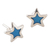 Sterling silver stud earrings, 'Blue Sparkly Star' - Hand-Painted Polished Silver Blue Star Stud Earrings