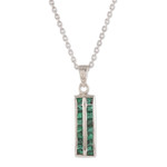 Rhodium-plated emerald pendant necklace, 'Path to Glory' - Indian-Made Rhodium-Plated 1-Carat Emerald Pendant Necklace