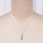 Rhodium-plated emerald pendant necklace, 'Path to Glory' - Indian-Made Rhodium-Plated 1-Carat Emerald Pendant Necklace
